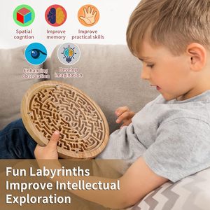 <span class=keywords><strong>Jeu</strong></span> de <span class=keywords><strong>labyrinthe</strong></span> en bois rond <span class=keywords><strong>Labyrinthe</strong></span> en marbre pour l'éducation et le plaisir Casse-tête Puzzle <span class=keywords><strong>Jeu</strong></span> de logique - Product Image 2
