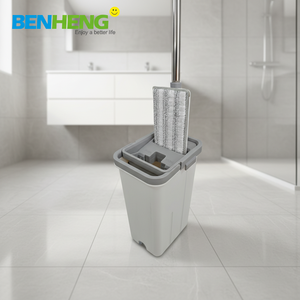 Ensemble de nettoyage domestique 2025 – Serpillère plate humide et sèche, épaissie et agrandie avec brosse, poignée de nettoyage mains libres - Product Image 1