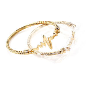 Bracelet en acier inoxydable en gros, bracelet de créateur en câble de fil métallique, bracelet plaqué or - Product Image 3