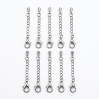 Chaîne d'extension personnalisée en acier inoxydable 304 titane avec fermoir mousqueton, ensemble de breloques goutte d'eau et connecteur de perle pour la fabrication de bijoux
