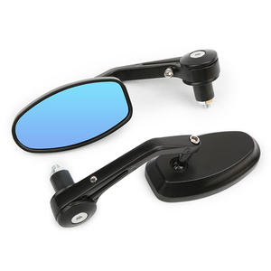 Piezas de aleación de aluminio Universal 22mm motocicleta barra extremo espejo lateral Moto bicicleta manillar espejo azul vidrio - Product Image 6