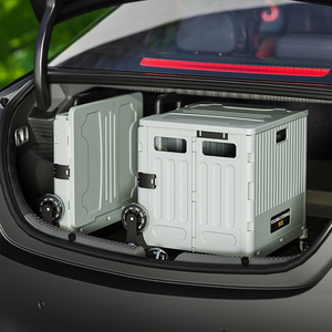 Xe đẩy đa năng gấp gọn có nắp, thùng nhựa di động, xe đẩy mua sắm, hộp dụng cụ có thể thu gọn - Product Image 3