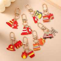 Ensemble de porte-clés de pompier héroïque en émail, camion de pompiers et extincteur, pour cadeaux de retraite de pompier, souvenirs de service de sauvetage