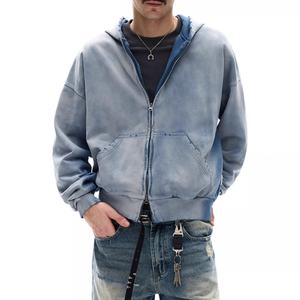 Sweat-shirts pour hommes personnalisés avec logo, confortables, style vintage délavé et vieilli, coupe ample, pour la vente en gros - Product Image 2