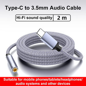 Custom Hot 2M <strong>Adapter</strong> Jack Male <strong>to</strong> Female <strong>Type</strong> C 3.5mm Jack <strong>Adapter</strong> Usb C <strong>to</strong> 3.5Mm Headphone <strong>Adapter</strong> Cable for Samsung - Product Image 2