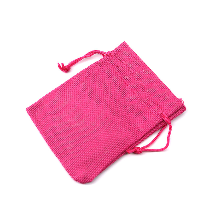 Rose red-burlap bag-13x18cm