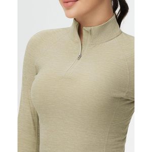 Camiseta Deportiva Ajustada de Manga Larga con Media Cremallera para Mujer FOXA, para Yoga y Entrenamiento, de Poliéster Sólido - Product Image 3