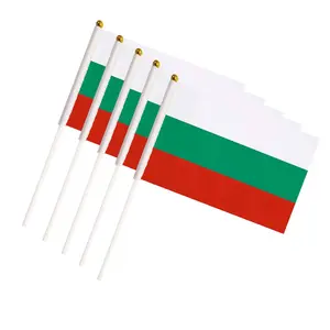 Wholesales custom Bulgaria hand flag 100% polyester 14 x 21 cm hand waving flags