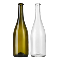 Botol kaca anggur 750ml bening Amber kustomisasi botol kaca buram