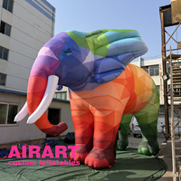 Mascotte d'éléphant gonflable mignonne, ballon de dessin animé d'éléphant rose gonflable pour décoration de fête à thème