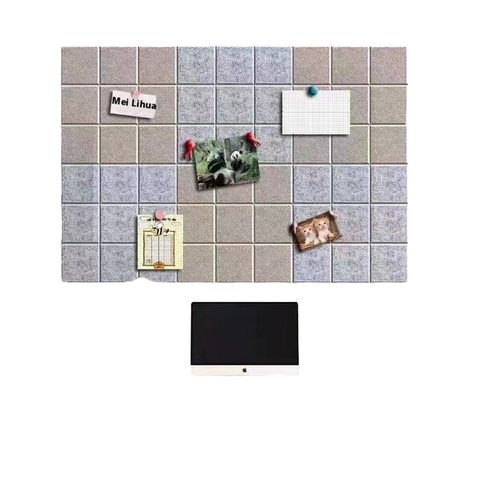 Large Checkered Wall Felt Board Modern Design Polyester Fiber Photo Wall with Handwritten Cultural Calligraphy Wall Stickers
