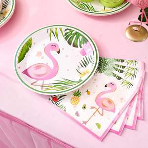 Grands fabricants 7 pouces Flamingo Pink Tropical assiettes en papier Style moderne Luau décorations de table vente chaude pour les fêtes - Product Image 3