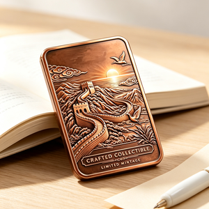 Barre de cuivre d'investissement rectangulaire de 1 kg, 99,9 % de cuivre pur, motif Grande Muraille en relief, pour les amateurs de métal - Product Image 5