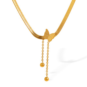 Collier papillon plaqué or 18 carats pour femmes, style coréen, bijoux élégants, cadeau - Product Image 5