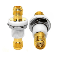 Fabricante chapado en oro 18GHz SMA hembra Jack montaje en Panel de mamparo a Sma hembra adaptador RF conector adaptador de tierra aislado