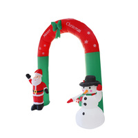Décoration de Noël transfrontalière pour cour, arche gonflable de 2,4 m, Père Noël et bonhomme de neige, 3 lumières