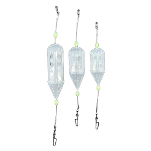 Cesta ajustable para cebo de pesca, alimentador tipo cohete, soporte para señuelos de pesca en barco y pesca en roca, con eslabón giratorio y gránulos luminosos. - Product Image 1