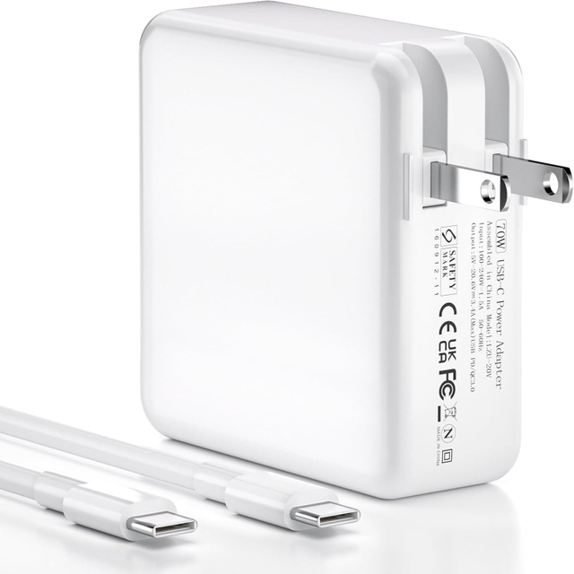 70W Fast Charging Adapter USB C 20.6V/3.4A for MacBook Air 13 15 Pro 14 M1 M2 M3 M4 Universal Laptop Charger 1 Year Warranty