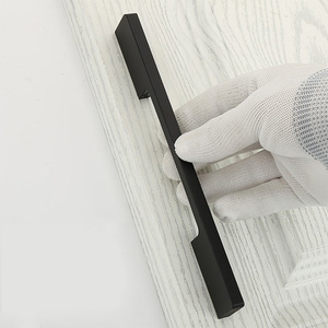 Long Matte Black Aluminum Alloy Pulls Dresser Drawer Profile Handle Kitchen Cabinet Wardrobe <strong>Door</strong> Handles for Furniture - Product Image 2