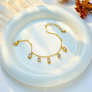 European American Style Geometric Charm Bracelet Gold Color Bezel Set Crystal Jewelry Gift For Women - Product Image 3
