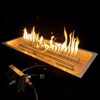 Kit de foyer au gaz rectangulaire en acier inoxydable de 73 cm à encastrer pour foyer extérieur et cheminée.