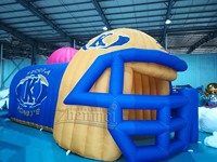 Tunnel de football gonflable de mascotte de Zhenmei, casque de football gonflable, jeux de sport gonflables à vendre