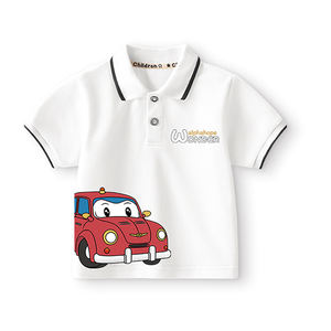 Polo pour garçons 2026 Nouveau T-shirt en coton pur à manches courtes pour enfants et adolescents avec logo personnalisé et motif dessin animé - Product Image 5