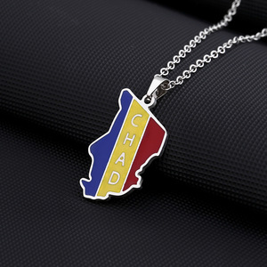 Collar con Colgante Geométrico <span class=keywords><strong>de</strong></span> <span class=keywords><strong>Mapa</strong></span> y Bandera <span class=keywords><strong>de</strong></span> <span class=keywords><strong>Chad</strong></span> en Acero Inoxidable, Joyería <span class=keywords><strong>de</strong></span> Moda Unisex, Nuevo Accesorio - Product Image 2
