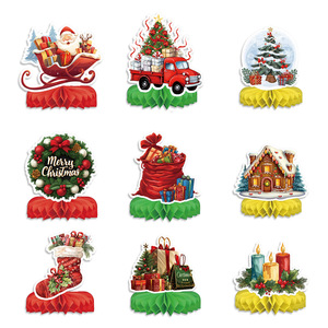 Décorations de fête de Noël, ornements en papier nid d'abeille, faciles à assembler, accessoires pour la mise en scène des lieux pour la célébration de Noël - Product Image 1