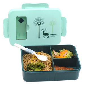 Plastic Lunch <b>Box</b> With Dividers Rectangle Sealable For Students And Office Workers Green Blue Color - Product Image 1