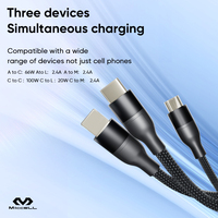 Câble de charge rapide 6-en-1 Miccell en alliage d'aluminium et nylon tressé Type-C vers Type-C 100W pour iPhone 15/16 Pro Max et imprimante