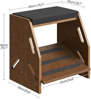 Repose-pieds réglable en bambou rembourré, coussin de bureau antidérapant à 2 couches, design ergonomique coulissant, soutien de la posture pour la maison