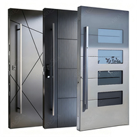 Porte d'entrée pivotante moderne en aluminium de haute qualité, porte extérieure de sécurité américaine, porte principale en bois massif