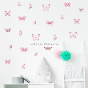 Pegatinas de <span class=keywords><strong>pared</strong></span> voladoras de mariposa Rosa acuarela, decoración de sala de estar <span class=keywords><strong>para</strong></span> habitación de niños, papel tapiz, pegatinas autoadhesivas DIY - Product Image 1