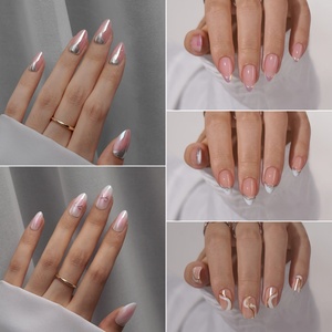 Faux ongles en acrylique ovales courts personnalisés sous marque privée, ongles artificiels en gel souple, couleur unie rouge nude, à presser, vente en gros - Product Image 4