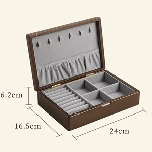 Wooden Jewelry <b>Storage</b> Box Solid Wood Rectangle Multi Functional Necklace Earring Organizer <b>Dressing</b> <b>Table</b> Use - Product Image 5