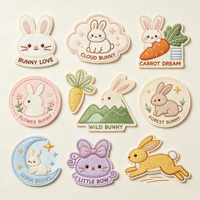Patch thermocollant brodé personnalisé motif lapin mignon pour enfants, pour vêtements, jeans, chapeaux