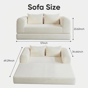Sofá <span class=keywords><strong>Cama</strong></span> Convertible 2 en 1 Versátil, Sillón Chaise Longue sin Estructura, Sofá de Dos Plazas en Forma de <span class=keywords><strong>L</strong></span>, Moderno y Resistente - Product Image 4