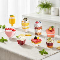 Gobelets en plastique transparent à paroi simple DD2510, diamètre 90 mm, pour desserts, glaces, poudings, vins et apéritifs de fête