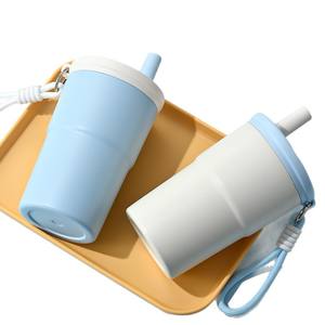 Gobelet à café d'extérieur à sangle, grande capacité, double paroi, isolé sous vide, portable pour voiture avec paille - Product Image 3