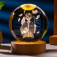 Lampe de nuit en cristal 3D avec base USB, motifs variés de dessins animés, planètes, animaux, 6 cm