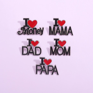 Bán Buôn Tùy Chỉnh Kim Loại Thủ Công Mỹ Nghệ 'Tôi Tình Yêu Mẹ Cha Tiền Trâm "Men Pin Huy Hiệu Cho Ve Áo Ba Lô Hat Phụ Kiện Cho Phụ Nữ - Product Image 2