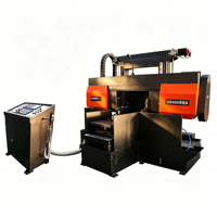 Scie à ruban CNC à double colonne GZK400S avec lame de scie à 180 degrés, fréquence variable, découpe de précision des métaux, PLC automatique