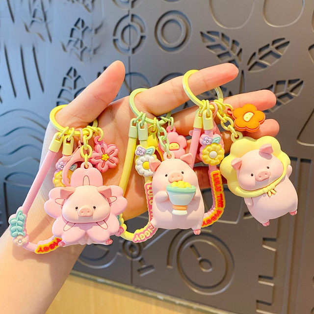 Canned Piglet LULU Pig Pvc Keychain for Women for My Little for Cartoon Doll Couple Keychain Backpack Pendant
