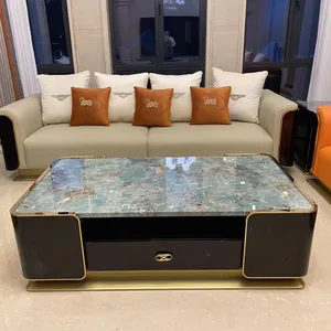 Console de mármore longo retangular, tabela de mármore de luxo italiano de madeira sólida mesa lateral da sala de estar, villa de alta qualidade