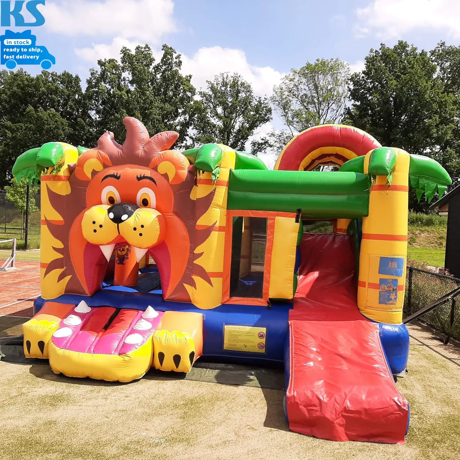 Outdoor Kids Party Commercial PVC Jungle Safari Lion King Bounce House Jumping Bouncy Castle Inflatable Bouncer With Slide