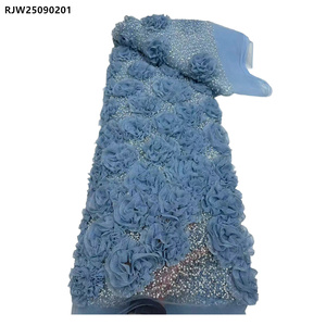 Nouvelle Arrivée Italien <span class=keywords><strong>3D</strong></span> Fleur Lourde Perlée Dentelle <span class=keywords><strong>Tissu</strong></span> De Mariage De Mariée Floral <span class=keywords><strong>3D</strong></span> Sequin Perlé Dentelle <span class=keywords><strong>Tissu</strong></span> pour Robes - Product Image 5