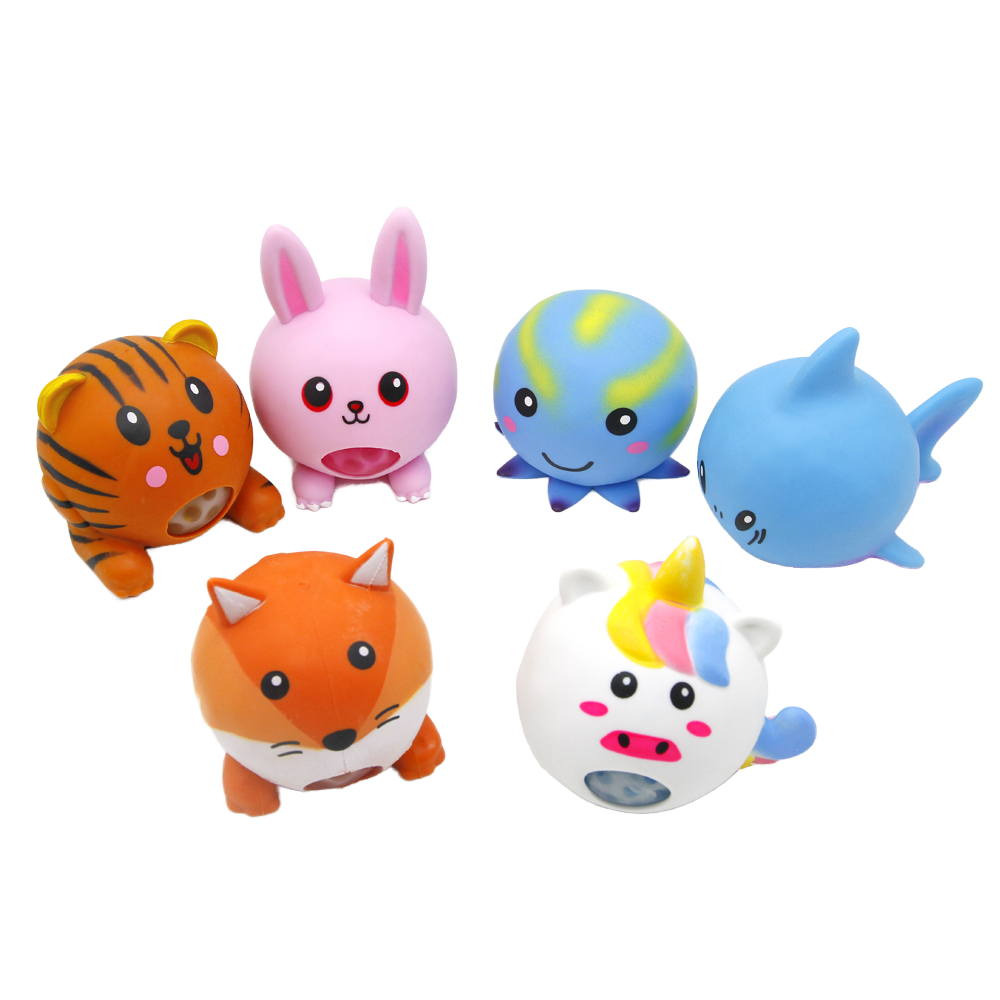 New Design Eco-friendly 6 Design Animal Venting Water Ball Anti-Stress Squeeze Ball 6cm Unisex