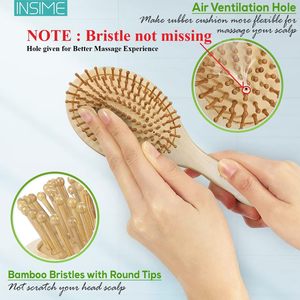 Wholesale <strong>Customizable</strong> Logo Massage <strong>Comb</strong> Natural Self-Cleaning Bamboo Paddle Hairbrush Wooden <strong>Comb</strong> - Product Image 2