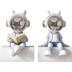 Sujetalibros de astronauta de resina, 2 piezas, diseño contemporáneo para decoración de estanterías y escritorios, uso para adultos - Product Image 5